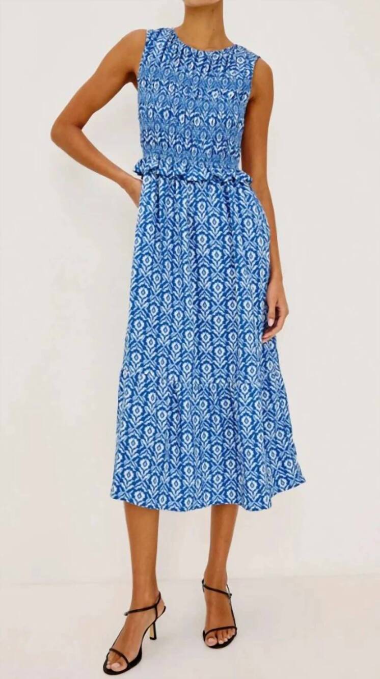 NEW RAILS rialto midi dress in blue ikat